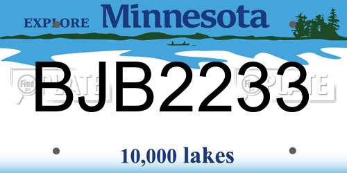 BJB2233 Minnesota License Plate