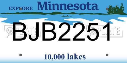 BJB2251 Minnesota License Plate