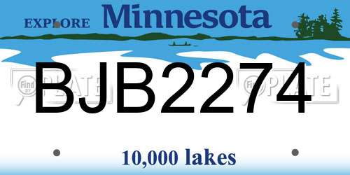 BJB2274 Minnesota License Plate