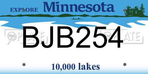 BJB254 Minnesota License Plate