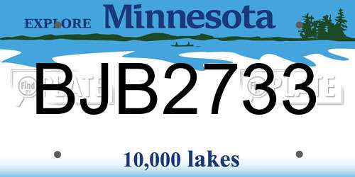BJB2733 Minnesota License Plate