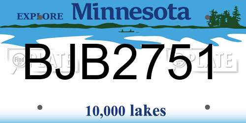 BJB2751 Minnesota License Plate