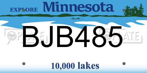 BJB485 Minnesota License Plate