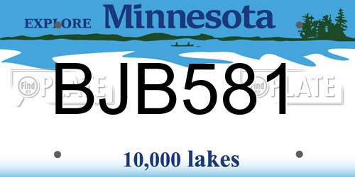 BJB581 Minnesota License Plate