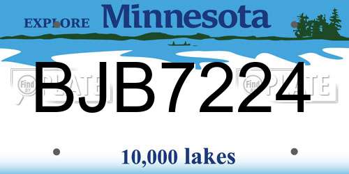 BJB7224 Minnesota License Plate