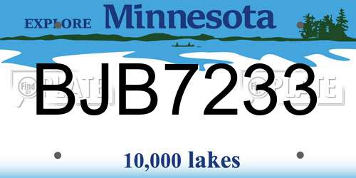 BJB7233 Minnesota License Plate