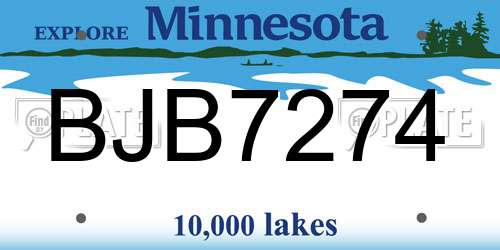 BJB7274 Minnesota License Plate