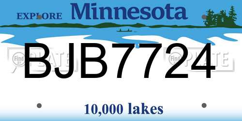 BJB7724 Minnesota License Plate