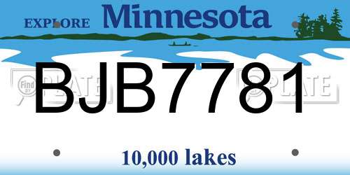 BJB7781 Minnesota License Plate