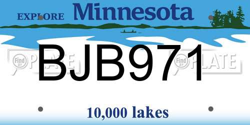 BJB971 Minnesota License Plate