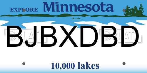 BJBXDBD Minnesota License Plate