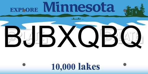 BJBXQBQ Minnesota License Plate