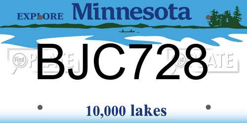 BJC728 Minnesota License Plate
