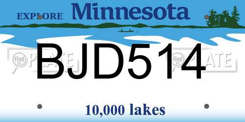 BJD514 Minnesota License Plate