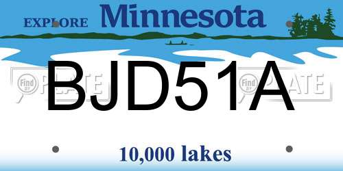 BJD51A Minnesota License Plate