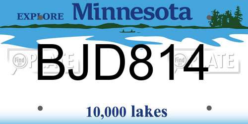 BJD814 Minnesota License Plate