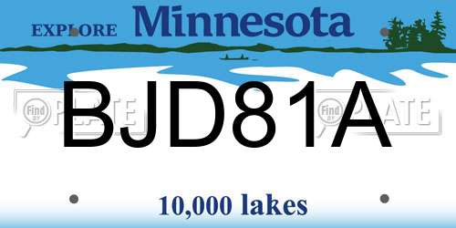 BJD81A Minnesota License Plate