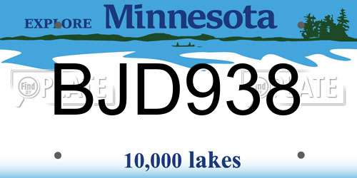 BJD938 Minnesota License Plate