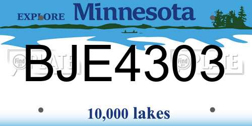 BJE4303 Minnesota License Plate