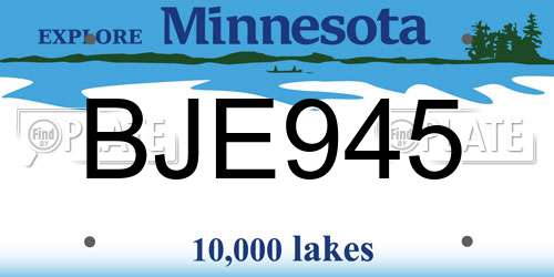 BJE945 Minnesota License Plate