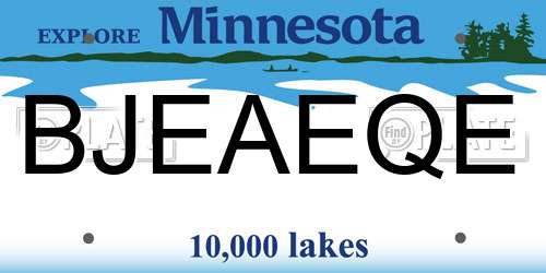 BJEAEQE Minnesota License Plate