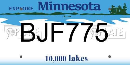 BJF775 Minnesota License Plate