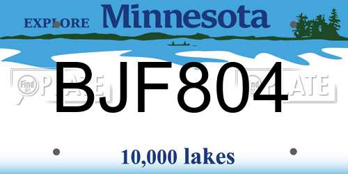 BJF804 Minnesota License Plate