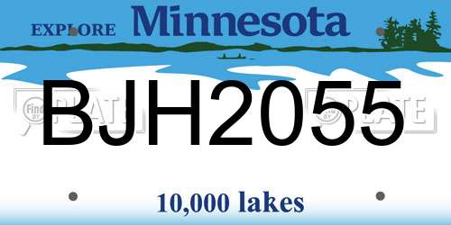 BJH2055 Minnesota License Plate