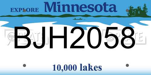 BJH2058 Minnesota License Plate