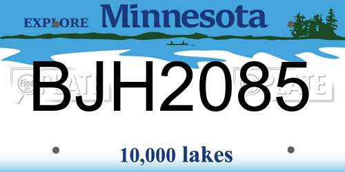 BJH2085 Minnesota License Plate