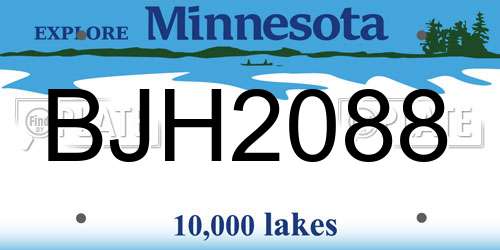 BJH2088 Minnesota License Plate
