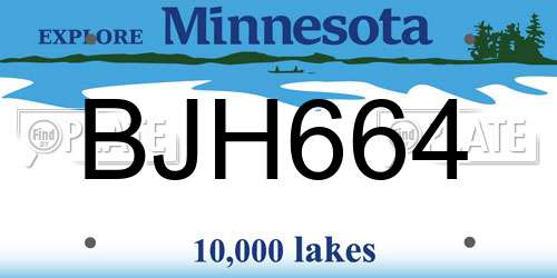 BJH664 Minnesota License Plate