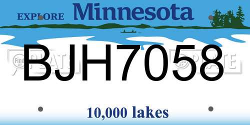 BJH7058 Minnesota License Plate