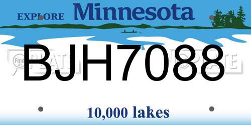 BJH7088 Minnesota License Plate