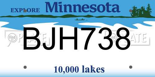 BJH738 Minnesota License Plate