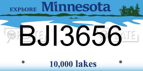 BJI3656 Minnesota License Plate