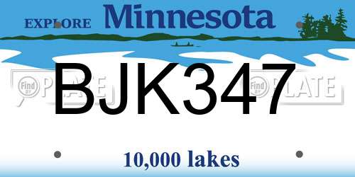 BJK347 Minnesota License Plate