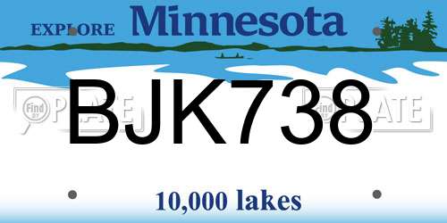 BJK738 Minnesota License Plate