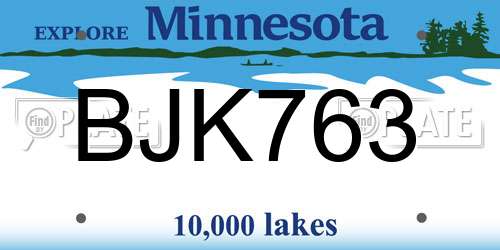 BJK763 Minnesota License Plate