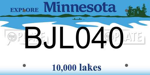BJL040 Minnesota License Plate