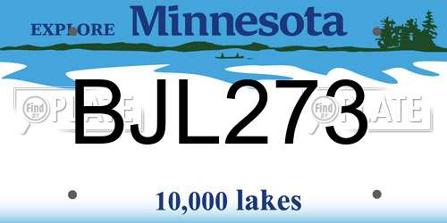 BJL273 Minnesota License Plate