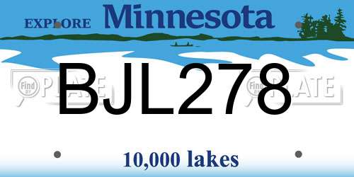 BJL278 Minnesota License Plate
