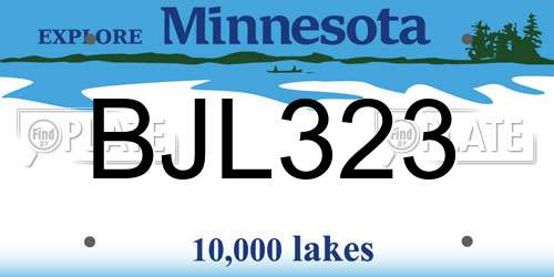 BJL323 Minnesota License Plate