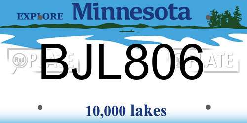 BJL806 Minnesota License Plate