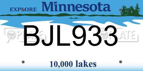 BJL933 Minnesota License Plate