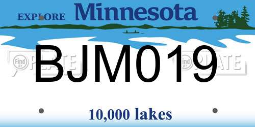 BJM019 Minnesota License Plate