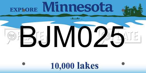 BJM025 Minnesota License Plate