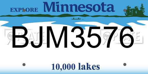 BJM3576 Minnesota License Plate