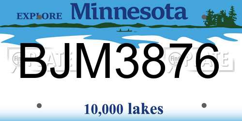 BJM3876 Minnesota License Plate