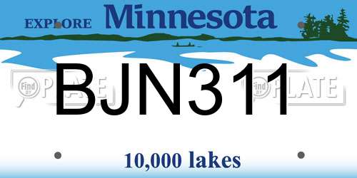 BJN311 Minnesota License Plate